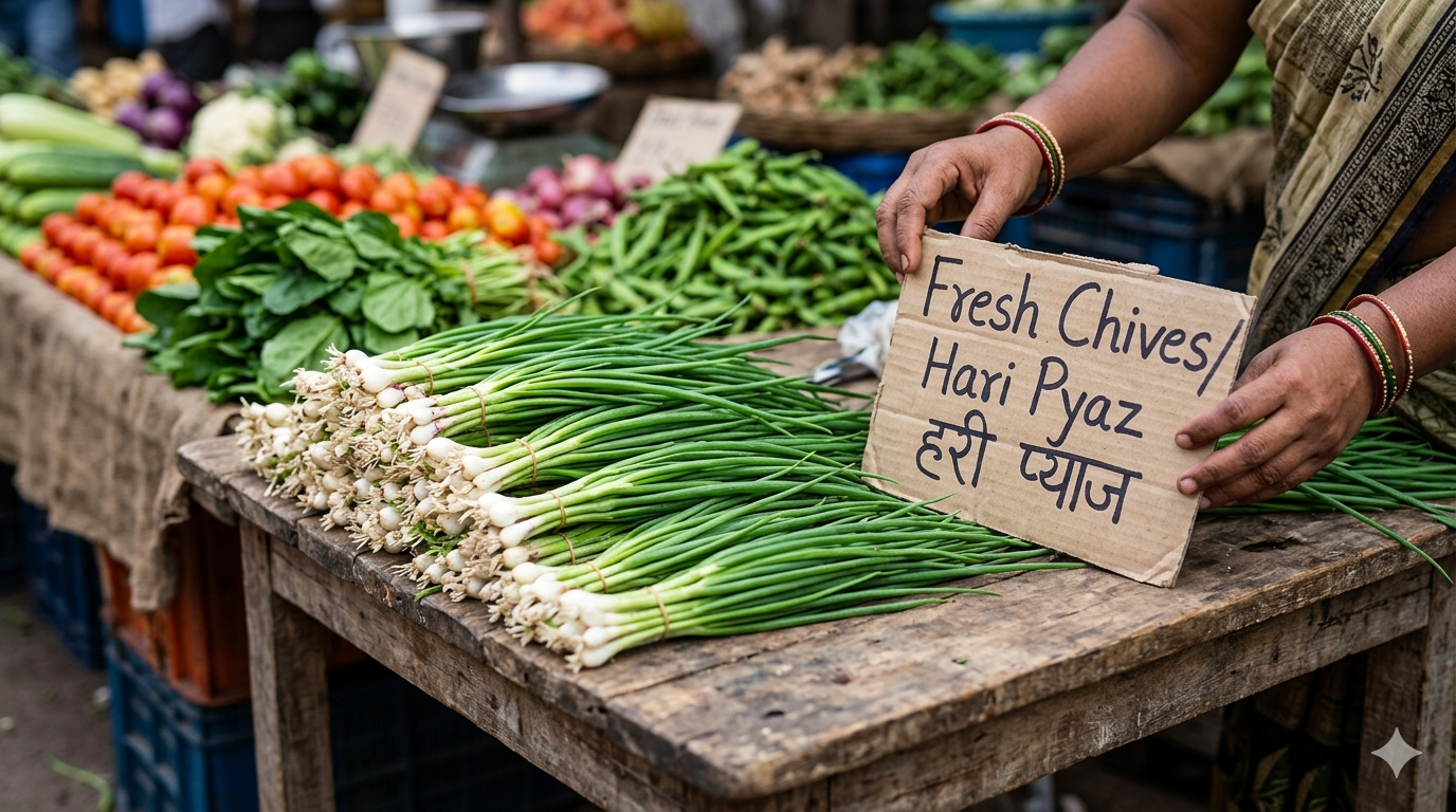 Chives Hari Pyaz Growing India — Garnish Herb Vitamin K Encyclopedia